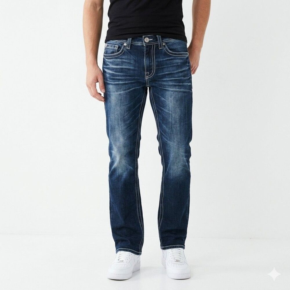 Salvage Mayhem Straight Blue Jeans 29L 29x34 Dark Washed Denim